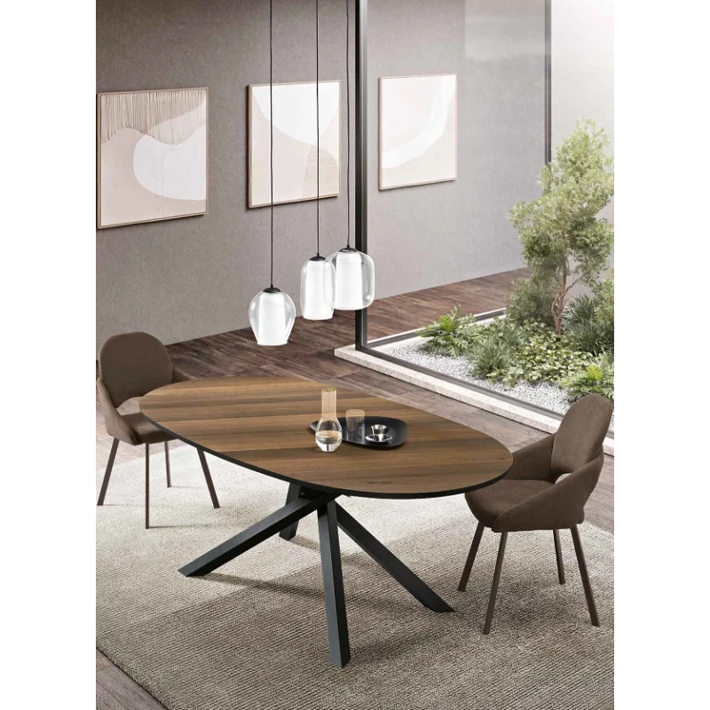 Capodarte - Ron Oval Table - Black / Eucalyptus