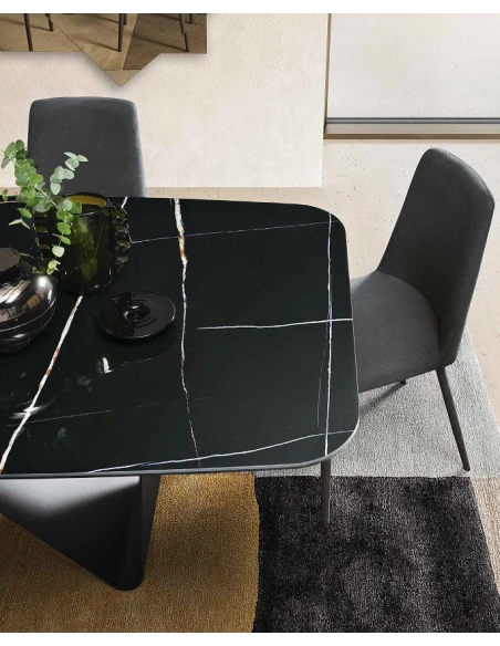 Capodarte - Swing Table - Black / Marble Effect Ceramic Top