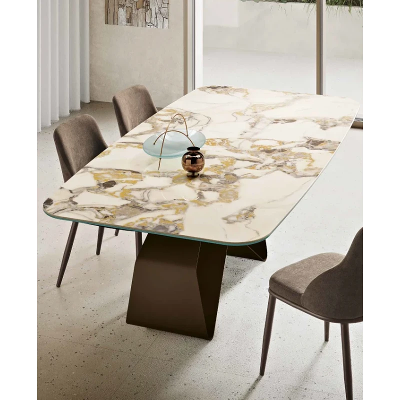 Capodarte - Swing Table - Bronze / Marble Effect Ceramic Top