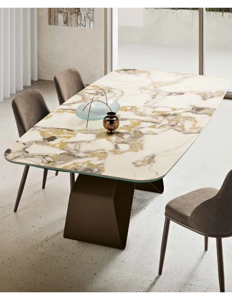 Capodarte - Swing Table - Bronze / Marble Effect Ceramic Top