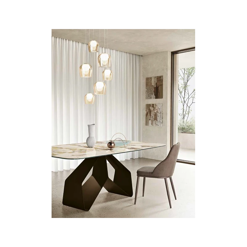 Capodarte - Swing Table - Bronze / Marble Effect Ceramic Top