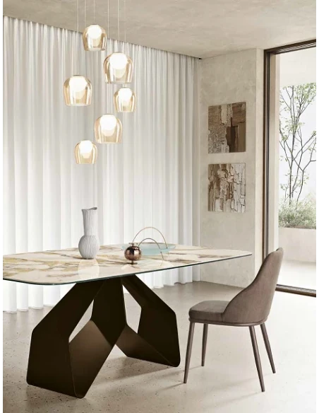Capodarte - Swing Tavolo - Bronzo / Piano in Ceramica Effetto Marmo