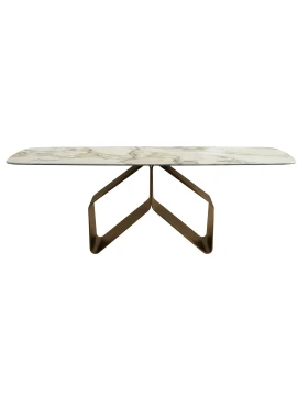 Capodarte - Swing Tavolo - Bronzo / Piano in Ceramica Effetto Marmo