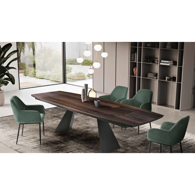 Capodarte - Gilmour Extendable Table - Black / Thermal Oak