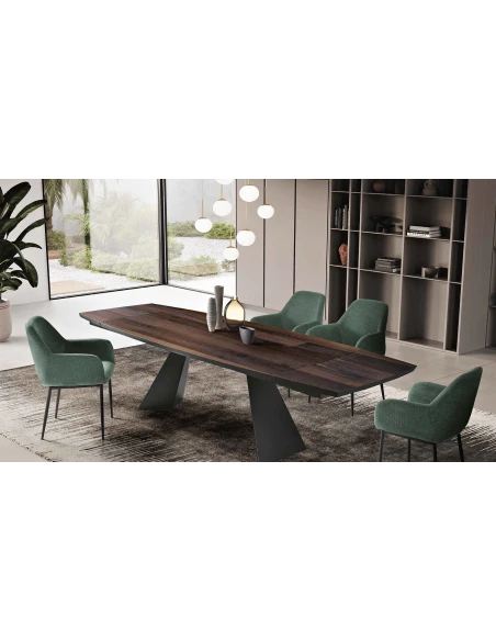 Capodarte - Gilmour Extendable Table - Black / Thermal Oak