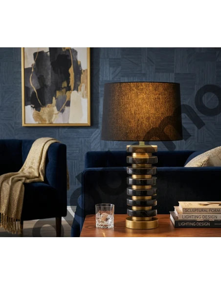 Henriette - Lampada da Tavolo Marmo Decò - Nero