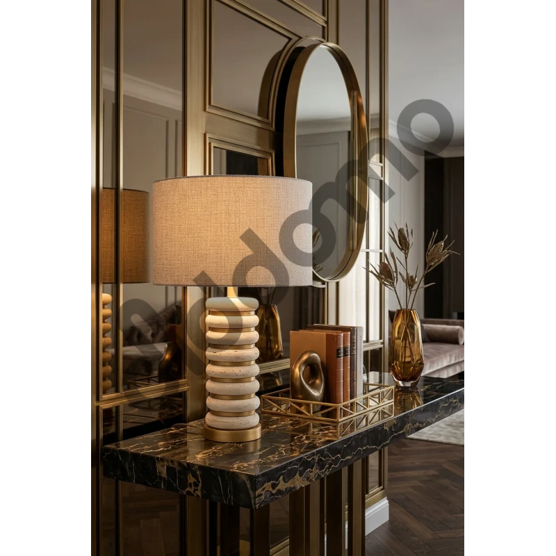 Henriette - Travertine Deco Table Lamp - Beige