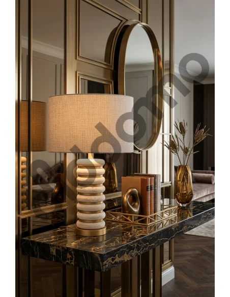 Henriette - Travertine Deco Table Lamp - Beige