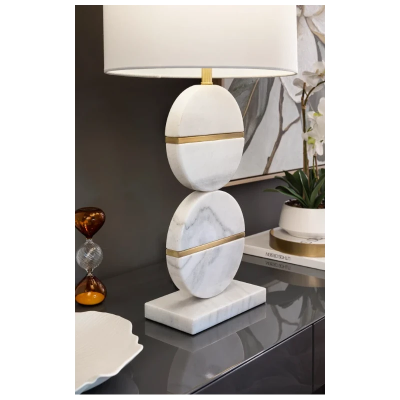 Henriette - Deco Marble Table Lamp - White