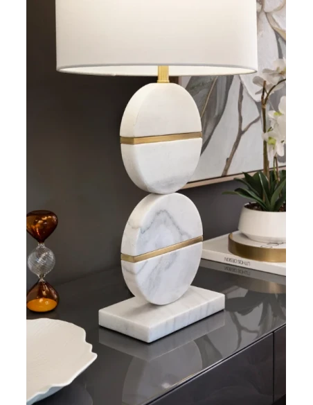 Henriette - Lampada da Tavolo in Marmo Decò - Bianco
