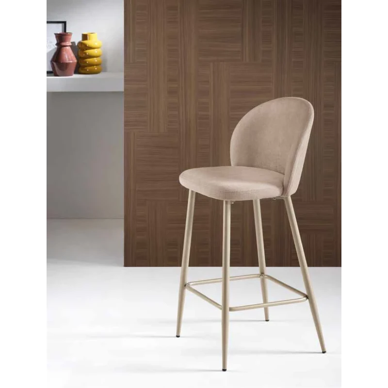 Capodarte - Meggie Upholstered Stool - Pearl Beige / Dove Grey Fabric