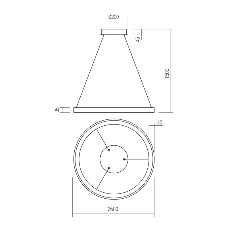 Redo Group - Iconic Single Suspension Lamp - Matt Black