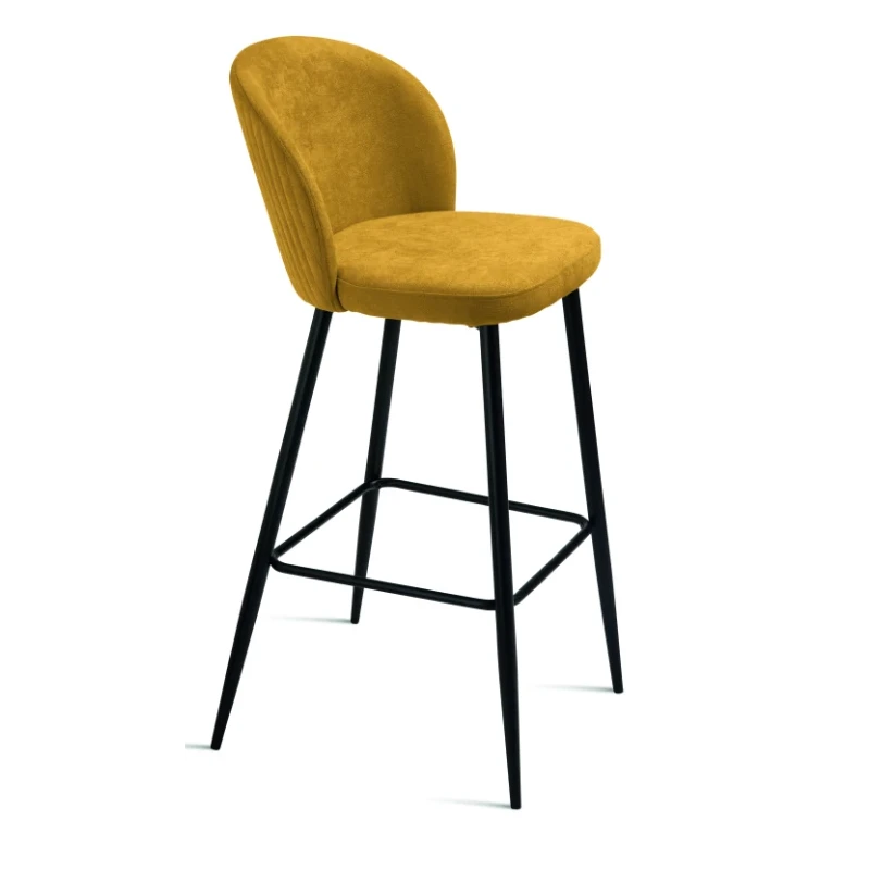 Capodarte - Meggie Upholstered Stool - Black / Yellow Fabric