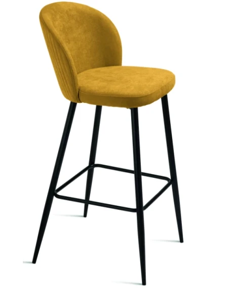 Capodarte - Meggie Upholstered Stool - Black / Yellow Fabric