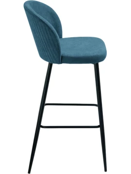 Capodarte - Meggie Upholstered Stool - Black / Blue Fabric