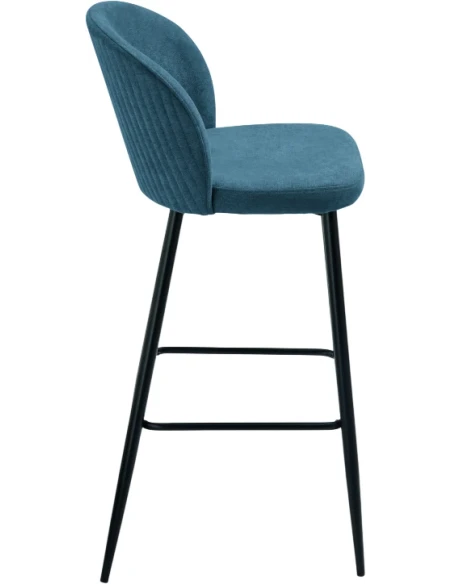 Capodarte - Meggie Upholstered Stool - Black / Blue Fabric
