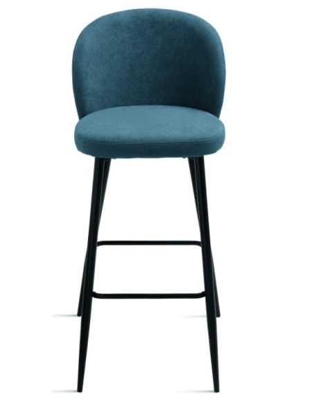 Capodarte - Meggie Upholstered Stool - Black / Blue Fabric