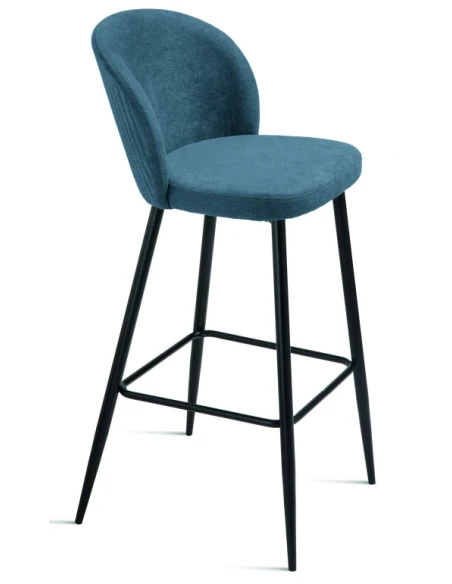 Capodarte - Meggie Upholstered Stool - Black / Blue Fabric