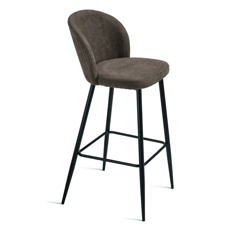 Capodarte - Meggie Upholstered Stool - Black / Brown Fabric