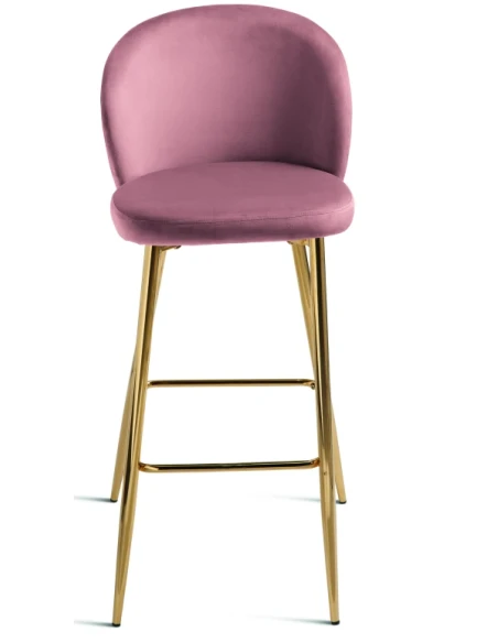 Capodarte - Megan Upholstered Stool - Gold / Powder Pink Velvet