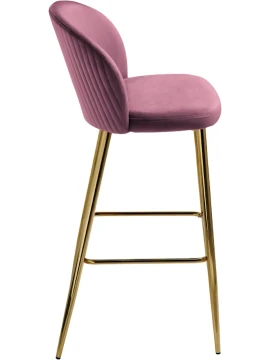 Capodarte - Megan Upholstered Stool - Gold / Powder Pink Velvet