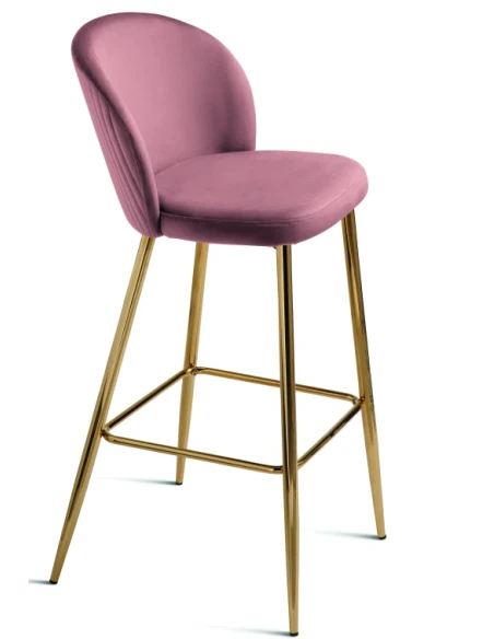 Capodarte - Megan Upholstered Stool - Gold / Powder Pink Velvet
