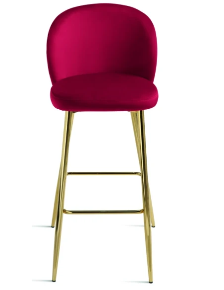 Capodarte - Megan Upholstered Stool - Gold / Red Velvet