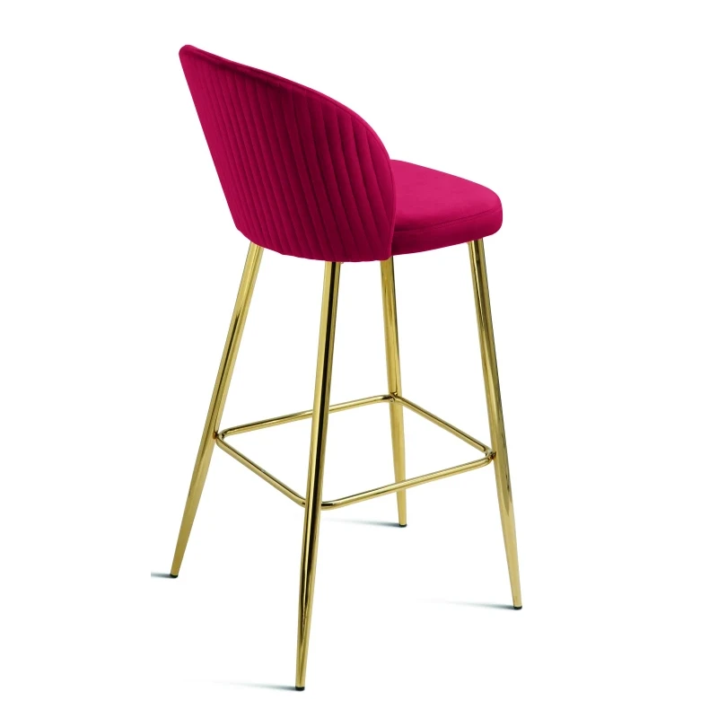 Capodarte - Megan Sgabello Imbottito - Oro / Velluto Rosso