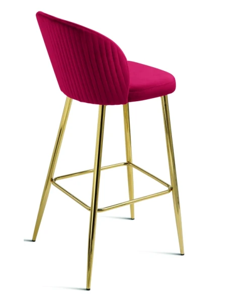 Capodarte - Megan Sgabello Imbottito - Oro / Velluto Rosso