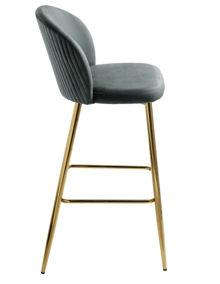 Capodarte - Megan Upholstered Stool - Gold / Grey Velvet