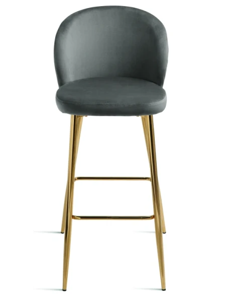 Capodarte - Megan Upholstered Stool - Gold / Grey Velvet