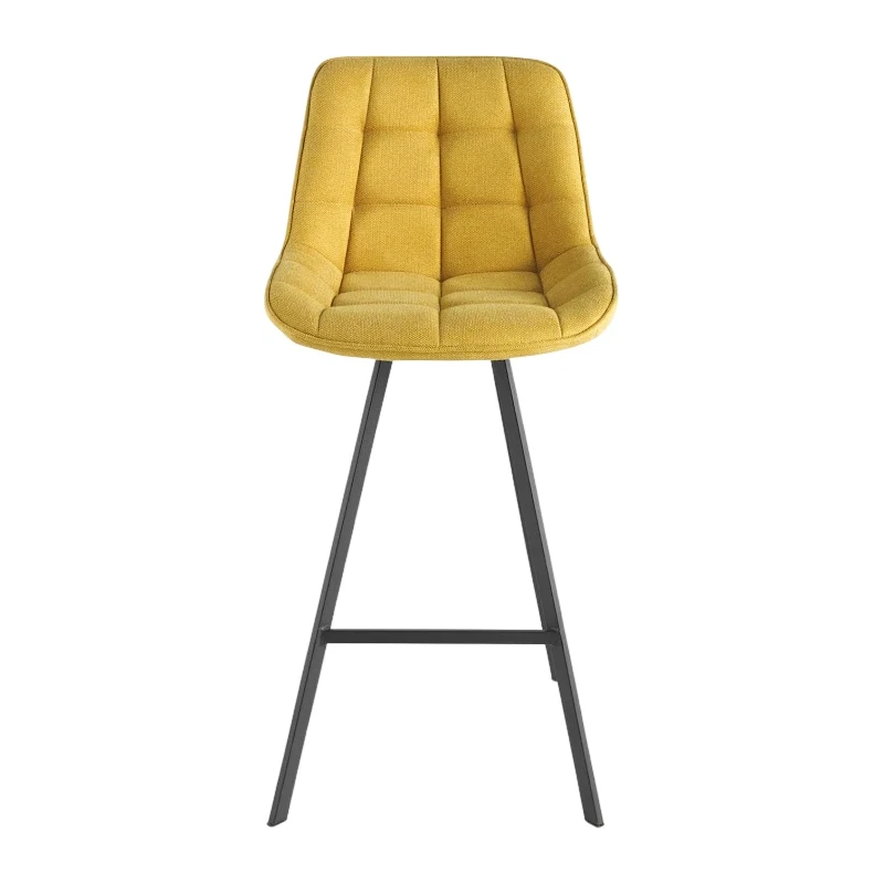 Capodarte - Friedic Upholstered Stool - Black / Yellow Fabric