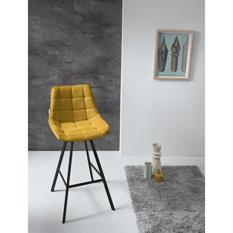 Capodarte - Friedic Upholstered Stool - Black / Green Fabric