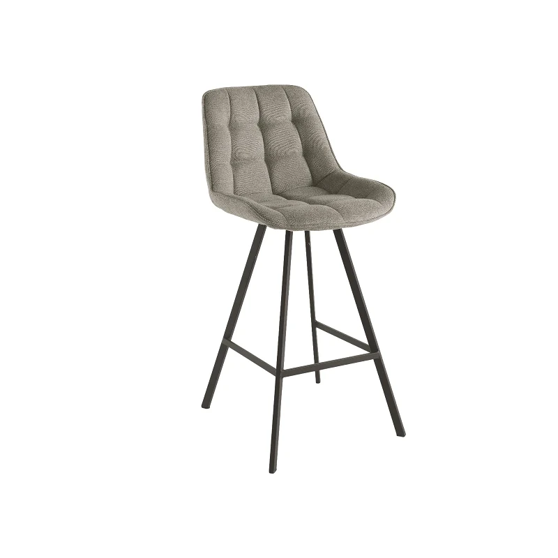 Capodarte - Friedic Upholstered Stool - Black / Light Grey Fabric