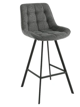 Capodarte - Friedic Upholstered Stool - Black / Smoke Grey Fabric