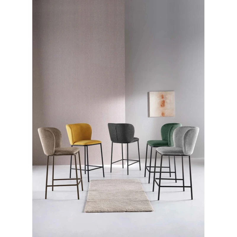 Capodarte - Evissa Upholstered Stool - Black / Green Fabric