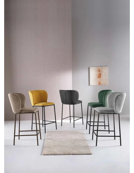 Capodarte - Evissa Upholstered Stool - Black / Green Fabric