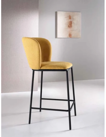 Capodarte - Evissa Upholstered Stool - Black / Light Grey Fabric