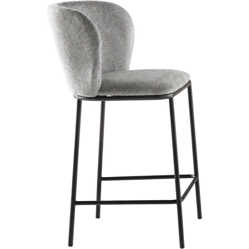 Capodarte - Evissa Upholstered Stool - Black / Light Grey Fabric