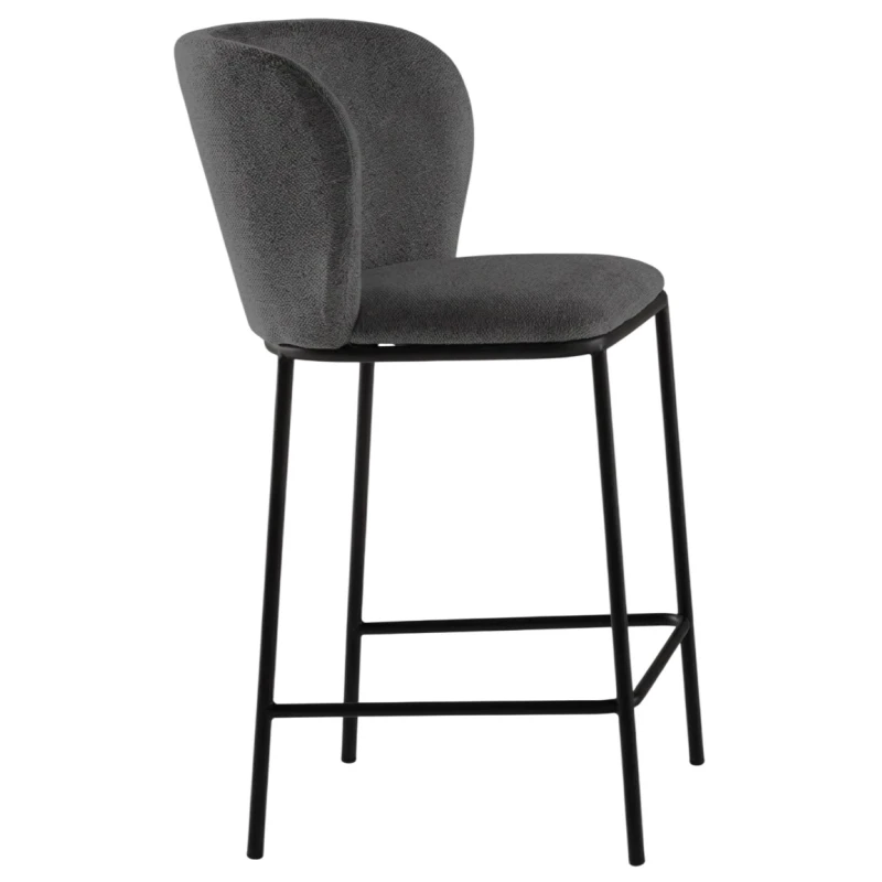 Capodarte - Evissa Upholstered Stool - Black / Smoke Grey Fabric