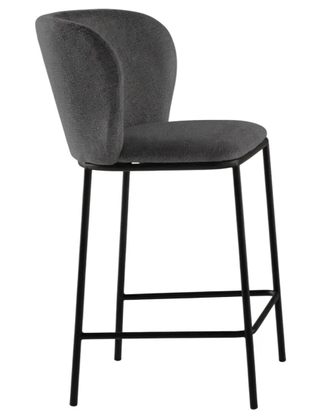 Capodarte - Evissa Upholstered Stool - Black / Smoke Grey Fabric