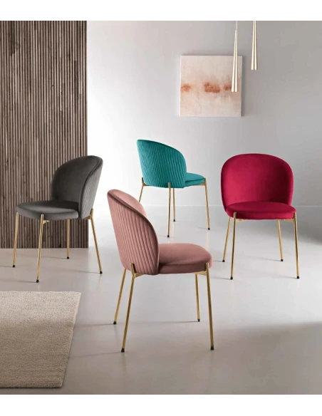 Capodarte - Megan Upholstered Chair - Gold / Red Velvet