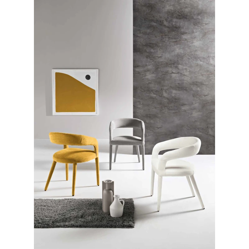 Capodarte - Fred Upholstered Chair - Yellow Bouclé Fabric