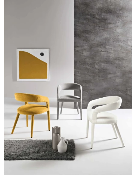 Capodarte - Fred Upholstered Chair - Yellow Bouclé Fabric
