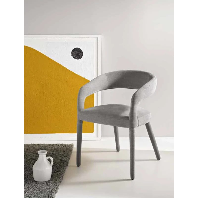 Capodarte - Fred Upholstered Chair - Yellow Bouclé Fabric