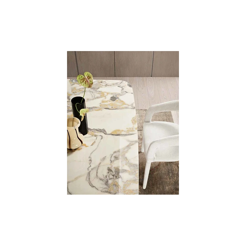 Capodarte - Fred Upholstered Chair - White Bouclé Fabric