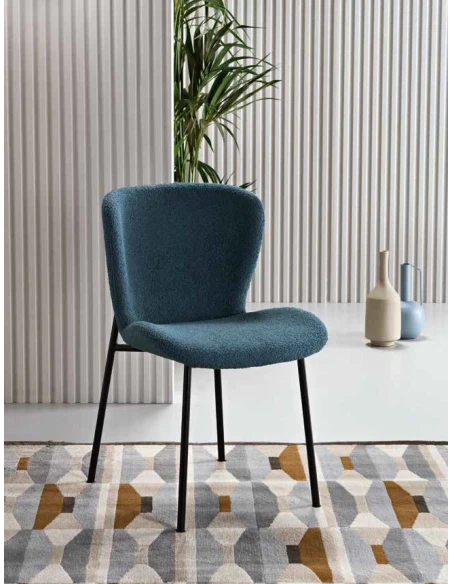 Capodarte - Abram Upholstered Chair - Teal Ecru Bouclé Fabric