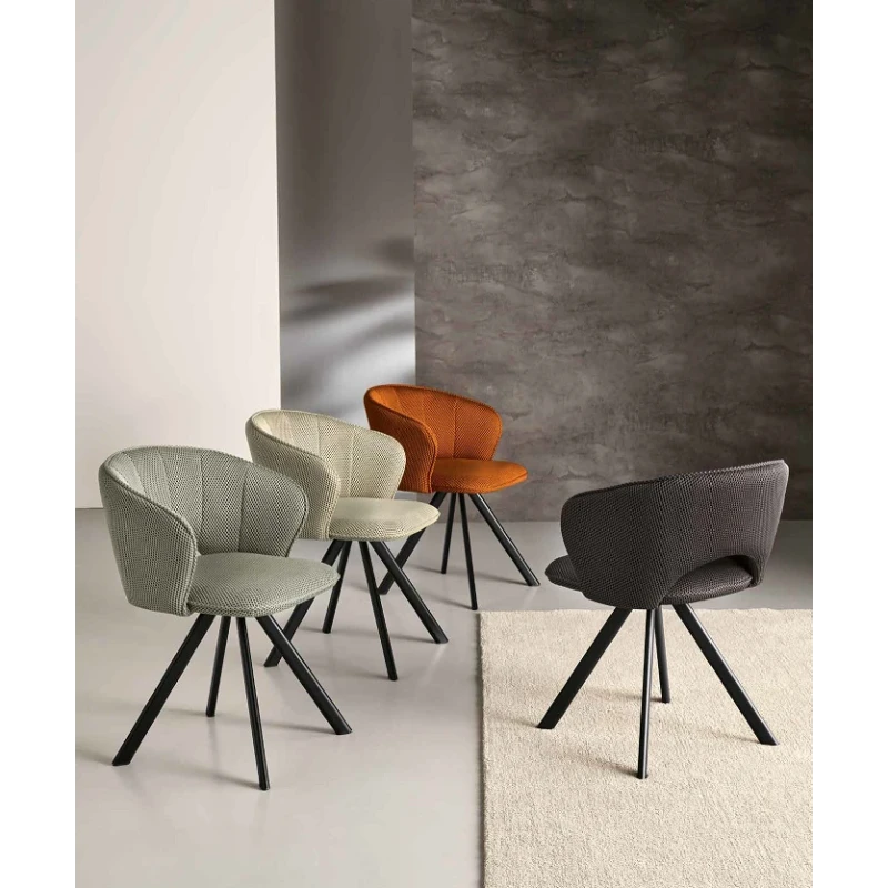 Capodarte - Gea Upholstered Chair - Black / Orange Fabric