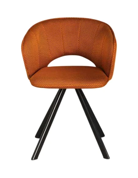 Capodarte - Gea Sedia Imbottita - Nero / Tessuto Arancio