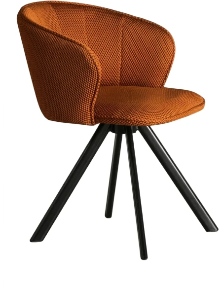 Capodarte - Gea Sedia Imbottita - Nero / Tessuto Arancio
